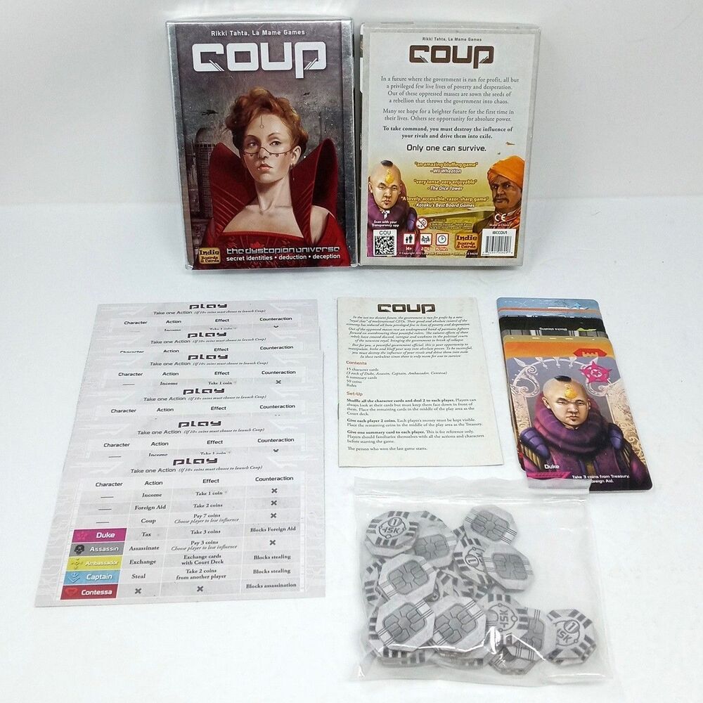 Coup The Dystopian Universe Game Indie Boards & Cards Complete